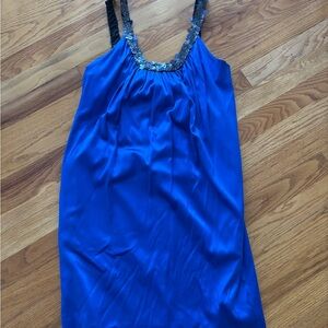 Marc Bouwer Royal Blue Silk Dress with Sequin Straps Size 4
